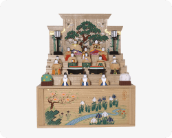 神泉作 段飾雛 奈良一刀彫